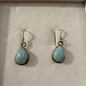 Dainty Sterling Silver Larimar Dangle Earrings